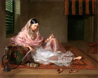 Muslim Lady Reclining or An Indian Girl with a Hookah